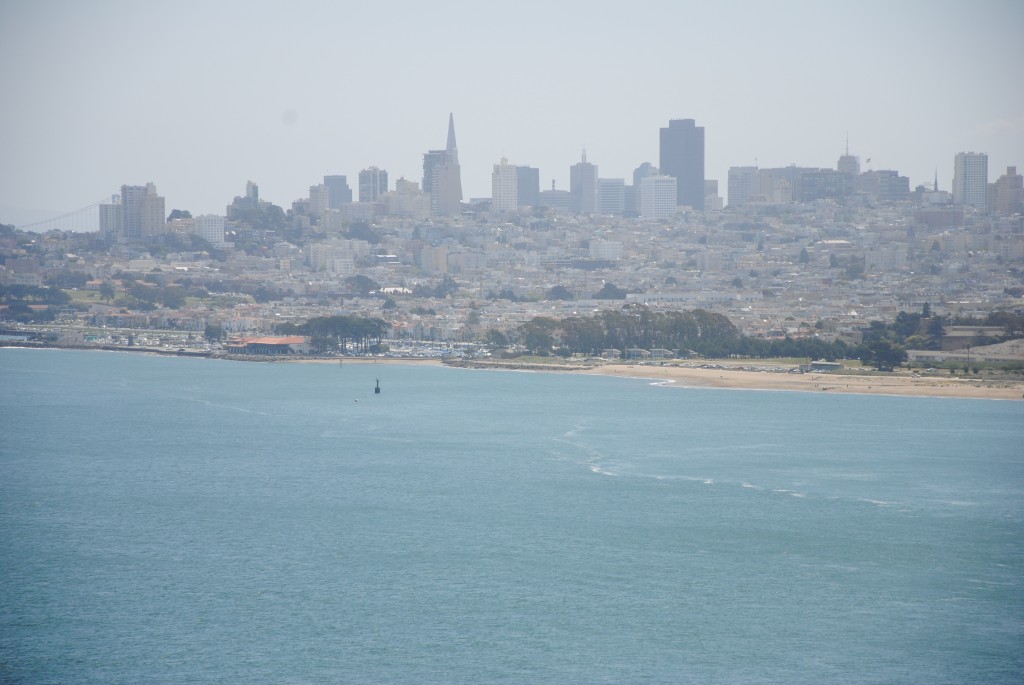 San Francisco skyline set fra Golden Gate