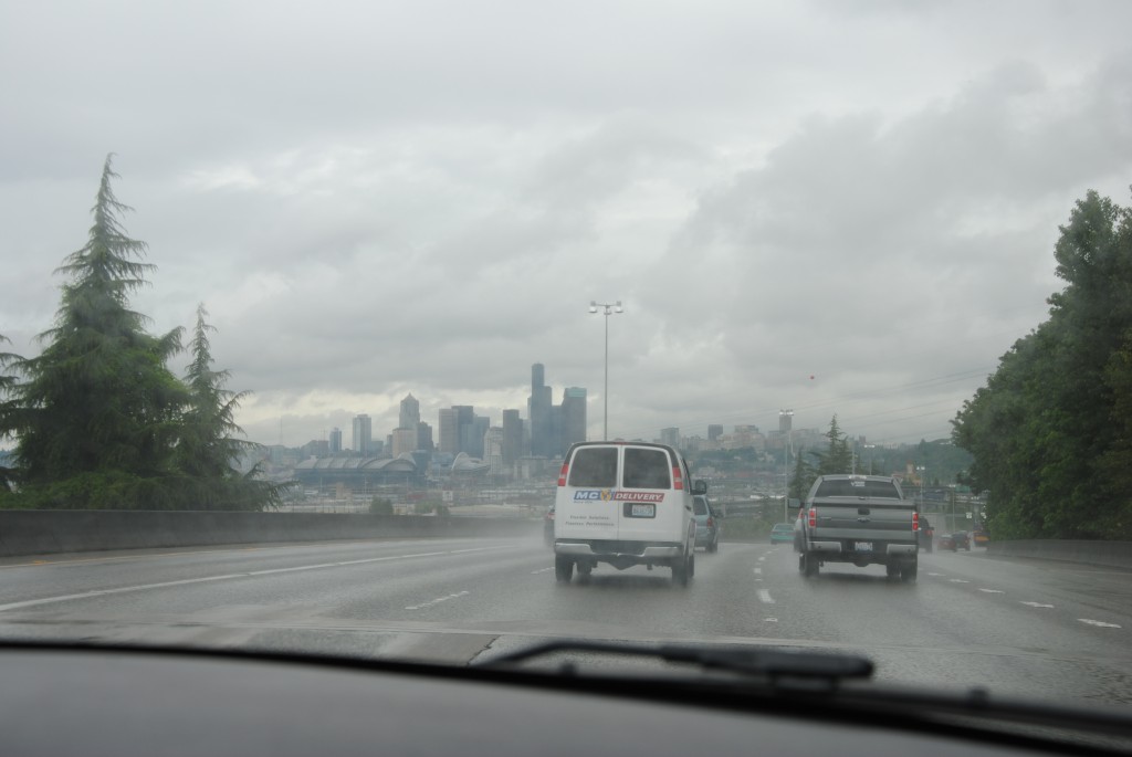 Seattle skyline i regnvejr